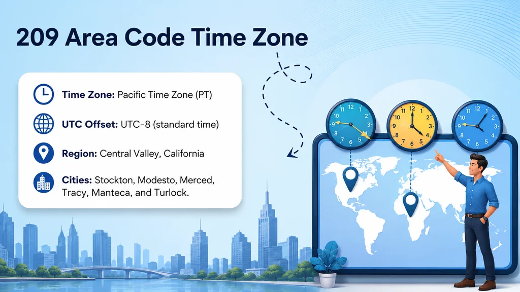 209 Area Code Time Zone — Pacific Time Zone PST and PDT for Central Valley California