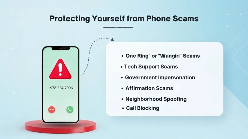 Common phone scams targeting 201 area code numbers — one ring scams, tech support, government impersonation