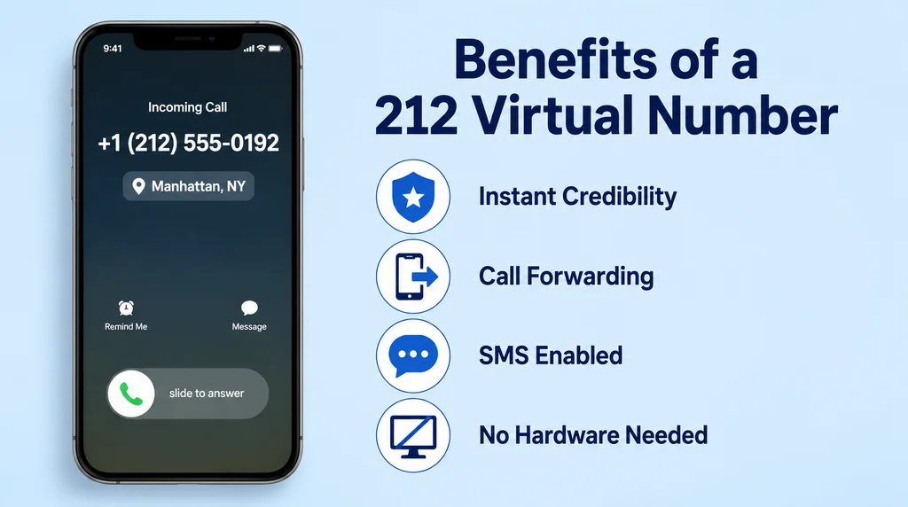 Benefits of a 212 Virtual Number — Instant Credibility, Call Forwarding, SMS, No Hardware