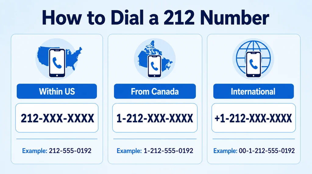 How to Dial a 212 Number — Within US, From Canada, International formats