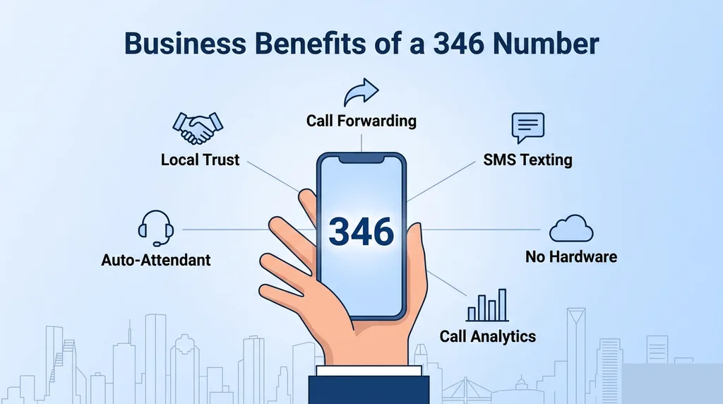 Business Benefits of a 346 Virtual Number — Local Trust, Call Forwarding, SMS, No Hardware