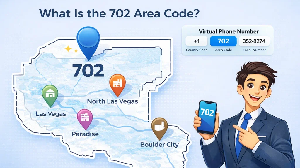 702 area code coverage map — Las Vegas, Henderson, North Las Vegas, Paradise, Boulder City in Clark County Nevada