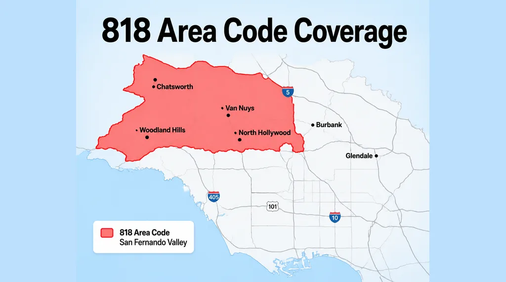 818 Area Code Coverage Map — San Fernando Valley, Burbank, Glendale, Van Nuys, North Hollywood