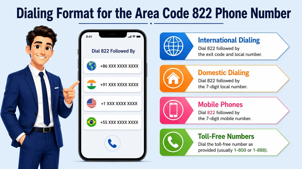 Dialing Format for the Area Code 822 Phone Number — 1-822-XXX-XXXX format guide