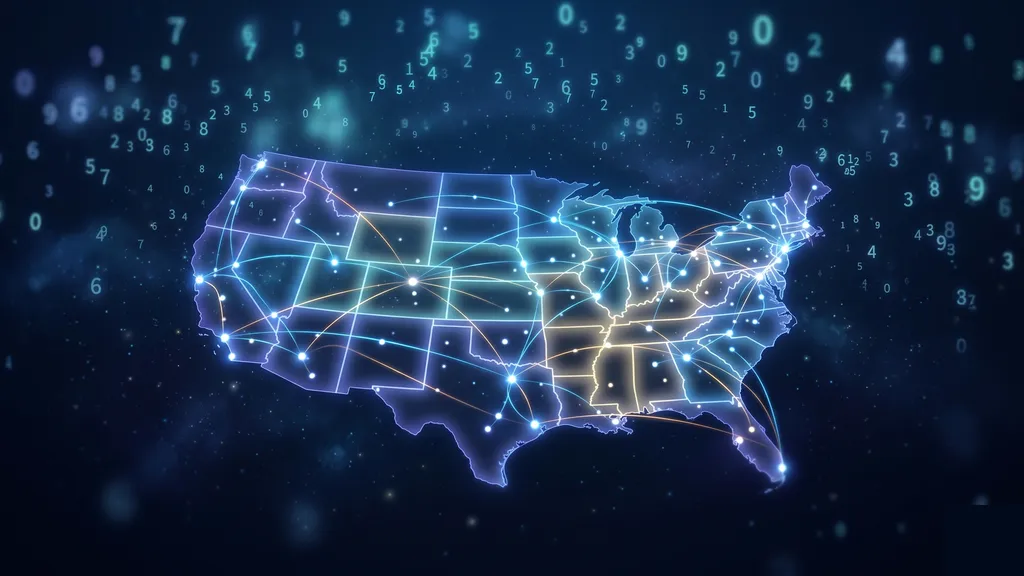 Map of the United States with area-code regions