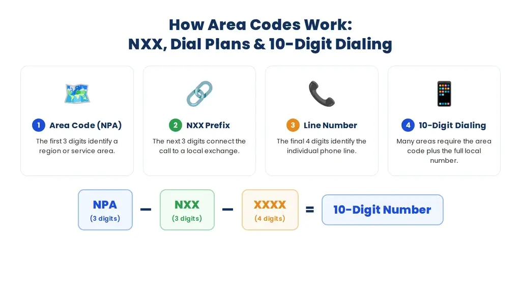 Close-up of a phone keypad showing the digit grid used in NPA-NXX-XXXX dialing