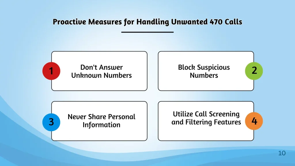 Proactive measures for handling unwanted 470 calls — block, register, report, screen