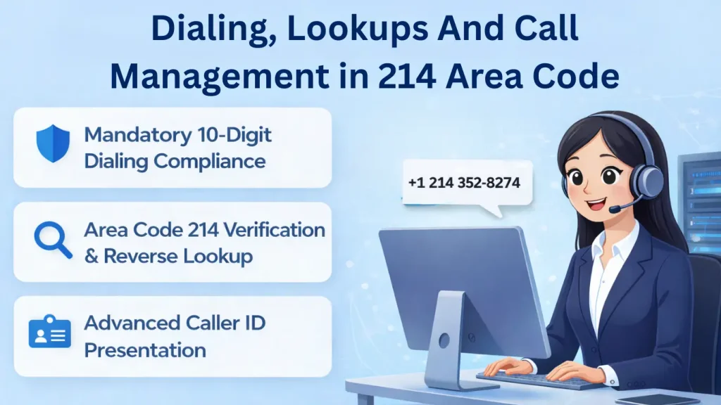 Call management and dialing in 214 — 10-digit dialing, reverse phone lookup, and call screening