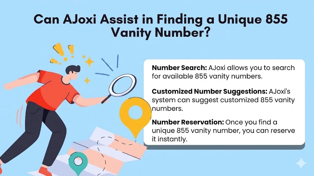 Can Ajoxi assist in finding a unique 855 vanity number — yes, our team helps