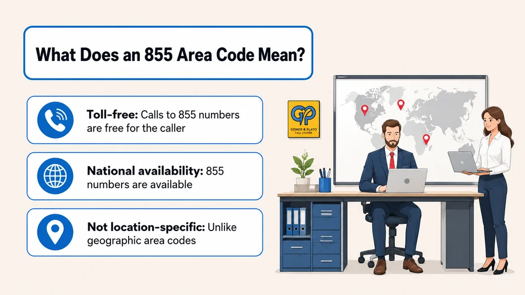 What does an 855 area code mean — toll-free NANP prefix