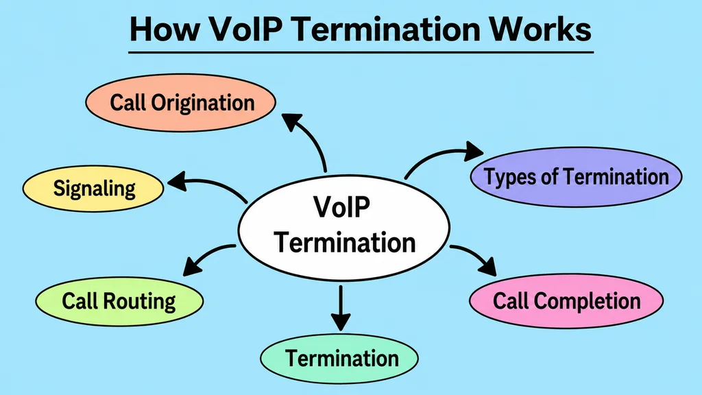 How VoIP termination works — call flow from origination through signaling, routing, termination to completion