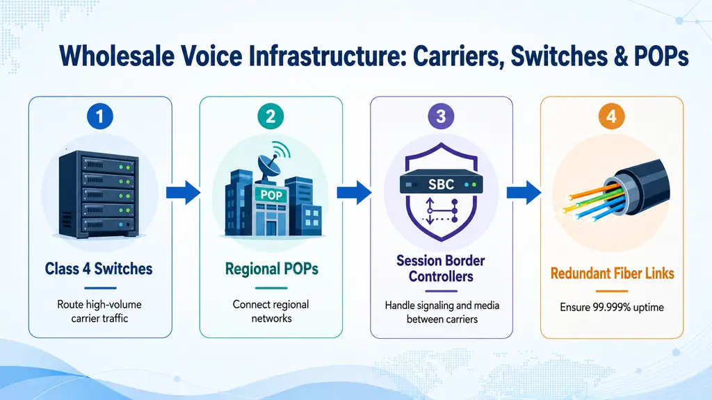 Wholesale voice carrier infrastructure inside a data centre