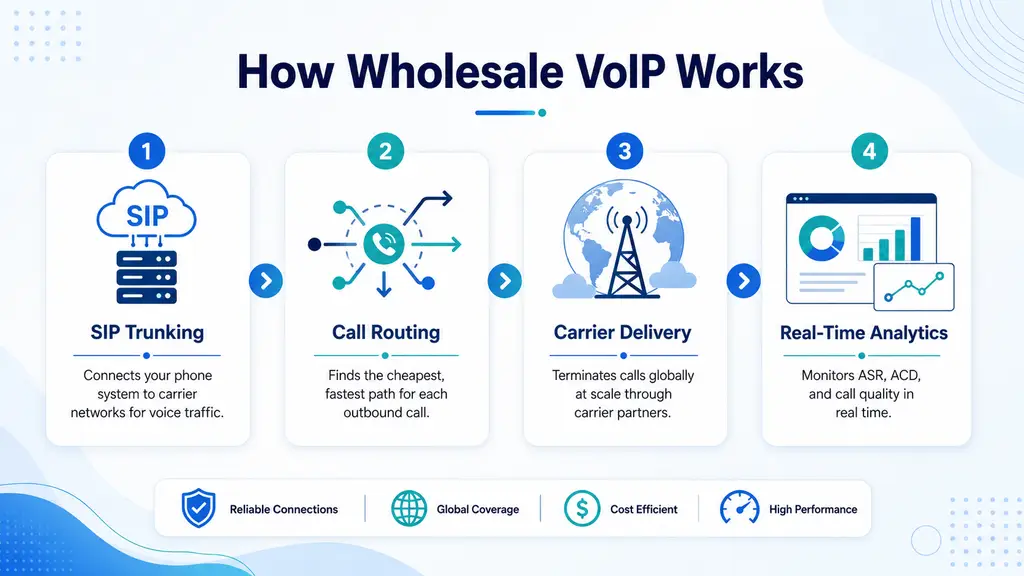Data-centre server racks hosting wholesale SIP termination